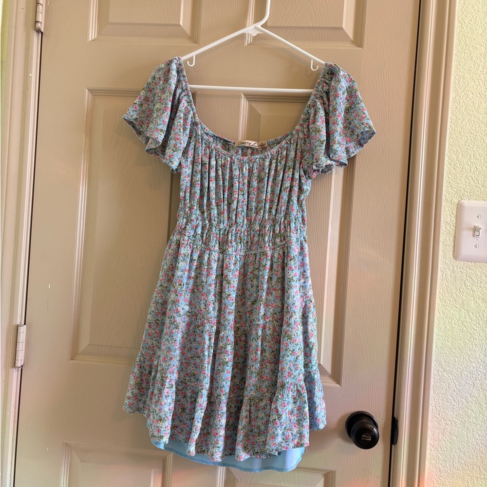 Liberty Love Light Blue Floral Mini Dress